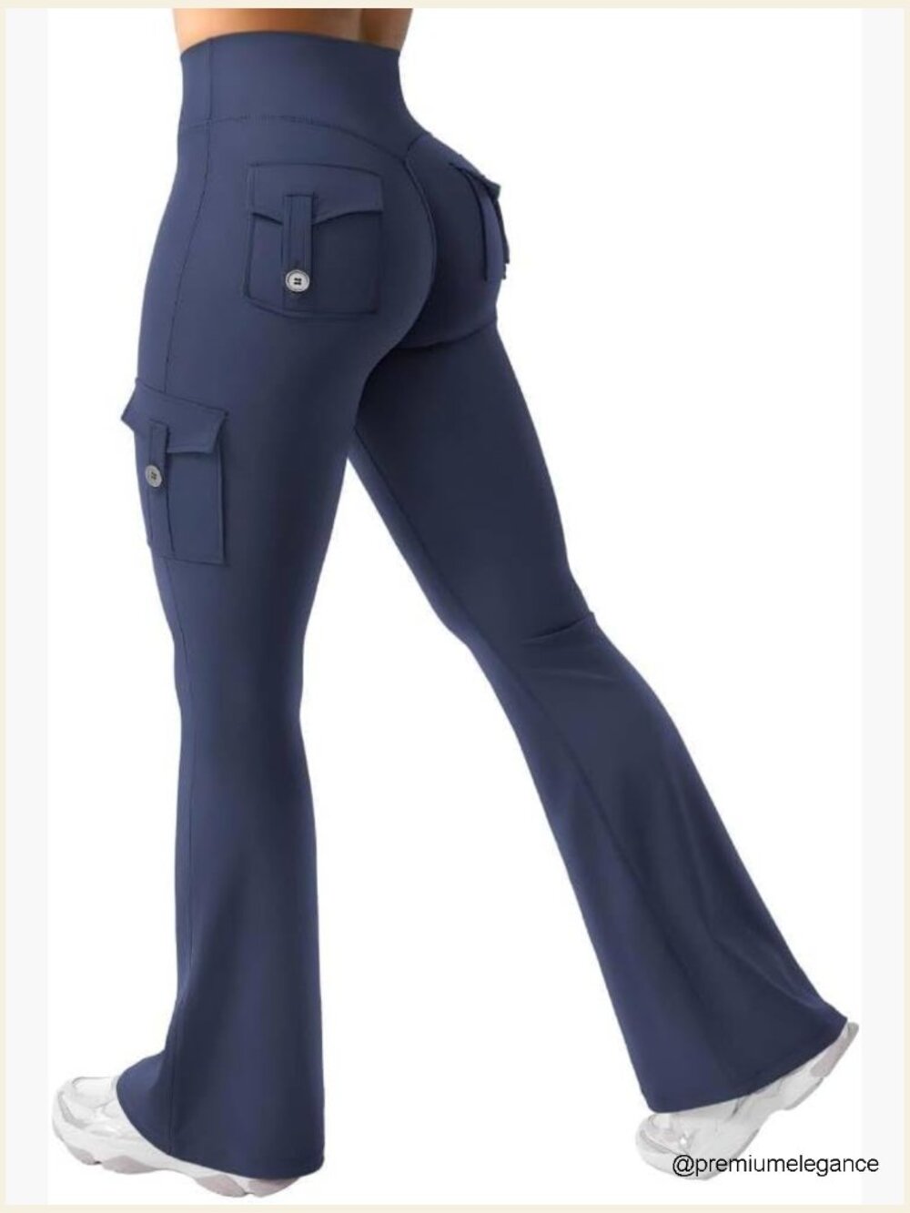 High Waisted Flare Leggings with Pockets Yoga Pants No Front Seam
